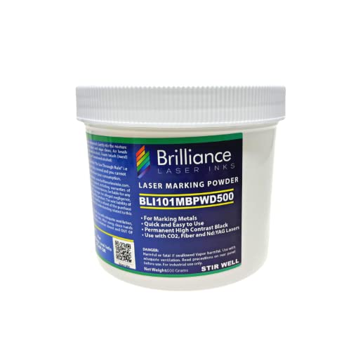 Laser Marking Powder-Metals Marking - CO2 Laser - Fiber Laser - YAG, 100% Guarantee, Durable, Permanent, High Contrast, Brilliance Laser Inks - BLI101MBPWD - 500 Grams(Foam Brush Included)