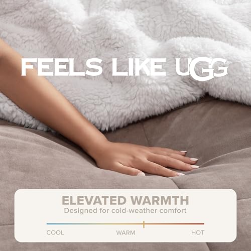 UGG Blissful Queen Comforter Set, Cozy & Reversible, 3-Piece, Brown Fawn - image 4