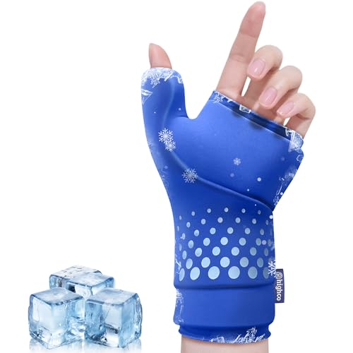 Wrist &Thumb Ice Pack Wrap -Cold&Hot Therapy Thickened Ice Gel- Hand Ice Pack & Ice Glove for Arthritis Carpal Tunnel Relief Tendonitis Injuries & Recovery-Fits Men and Women (Blue L/XL)