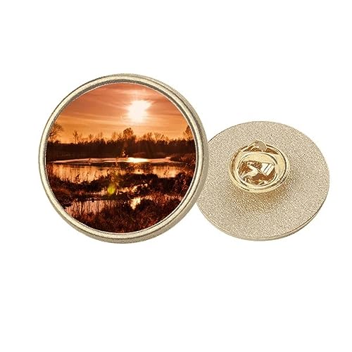 Broche ronde en métal doré rouge foncé M au design artistique raffiné
