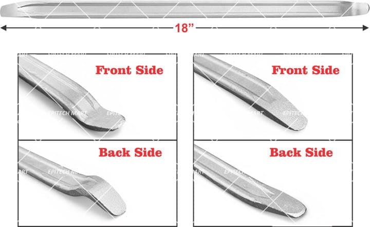 Image of 2Pc 18inch Tyre Lever Chrome Finish for Truck, Car, Bike Tube Tyre Puncture Tubed Tyre Puncture Repair Kit 18 inch