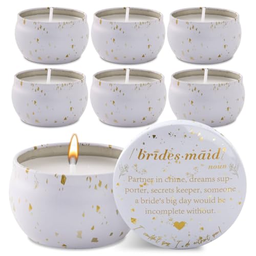 LIKEYO Bridesmaid Candles Set of 6 - Soy Wax Bridesmaid Proposal Gifts Will You Be My Maid of Honor Candles White Matron of Honor Gifts for Wedding Party Bridal Shower Engagement