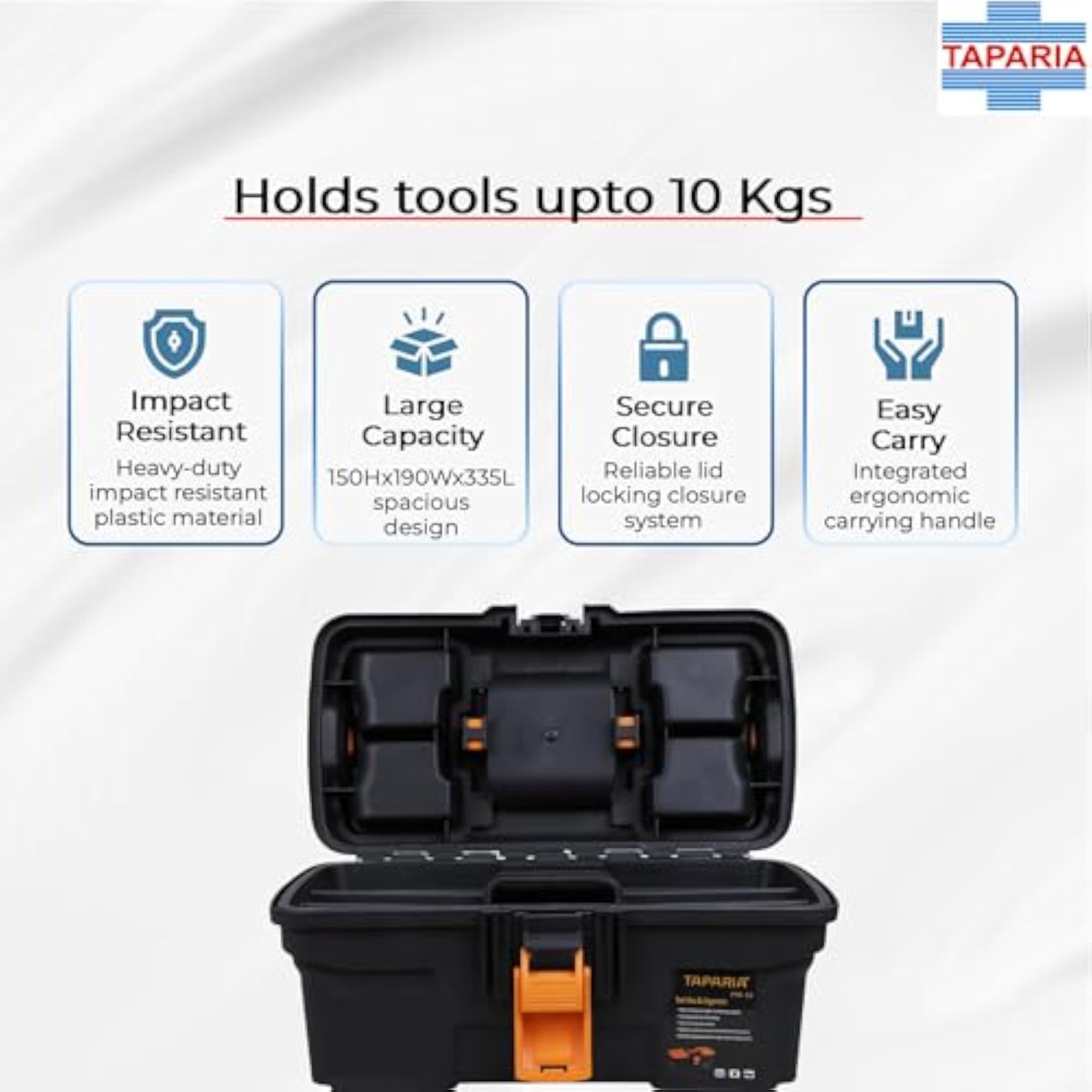 Compact Plastic Tool Box with Organizer
