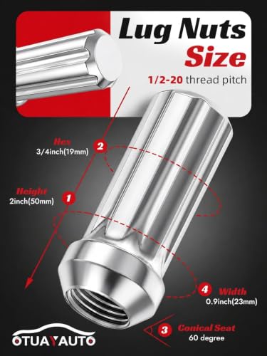 Image of OTUAYAUTO 1 /2-20 7 Spline Lug Nuts 20PCS with Socket Key- Replacement