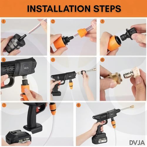 Image of Car Washer High Pressure Gun (Double Battery) Cordless Portable Wireless Pressure Washer Gun 48V 12000mah High Pressure Water Gun| Adjustable Nozzle and 5M Hose Pipe (Two Battery)