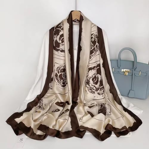 Image of MALINA Women's Polyester Silk Satin Stole Scarf - Soft Lightweight Fashion Wrap, Elegant Floral & Gradient Design, summer stole,Scarf For Women,Premium Stole,Large Size 180x90 cm'