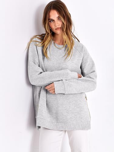 ANRABESS Women's Oversized Sweatshirts Crewneck Long Sleeve Tunic Pullover Shirts Side Zipper Hoodies 2026 Spring Clothes