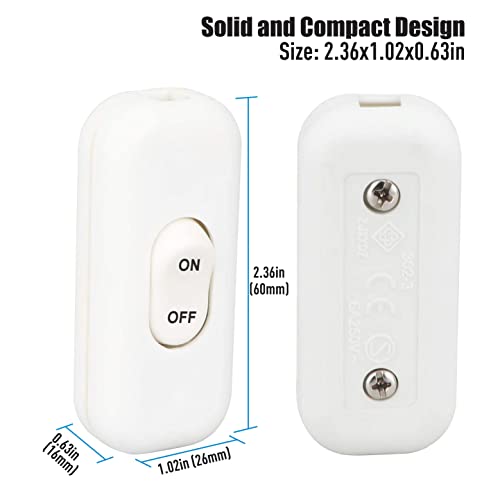Inline Cord Switch, Pluspoe 2-Pack On Off Button Control Lamp Appliance Switch For Bedroom Table Lamp Desk Led Lights,White #TOP3