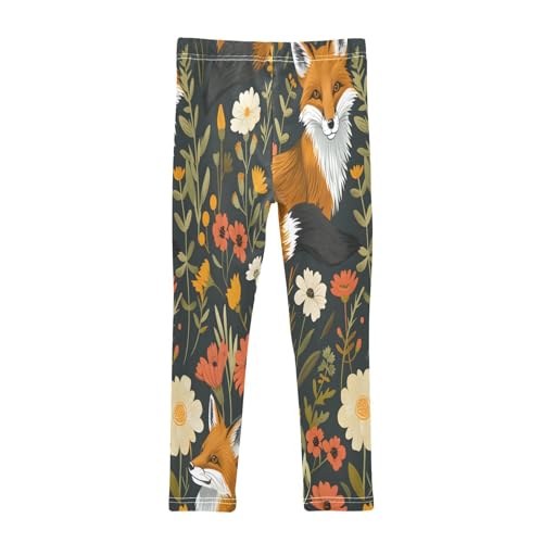 Toddler Girls Leggings Printed Yoga Pants Leggings Fox Sit in Flowers for Kids2