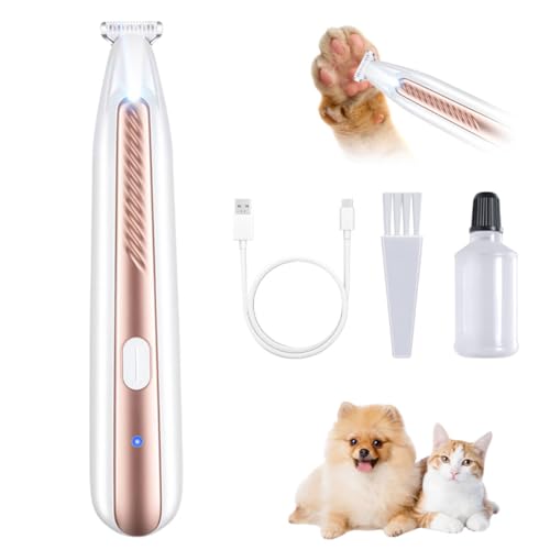 OrcoW Upgraded Dog Paw Trimmer with LED Light, Rechargeable Pet Paw Trimmer,Waterproof Low Noise Pet Shaver for for Dogs & Cats Precision Trimming Around Paws, Eyes, Ears, Face, and Rump