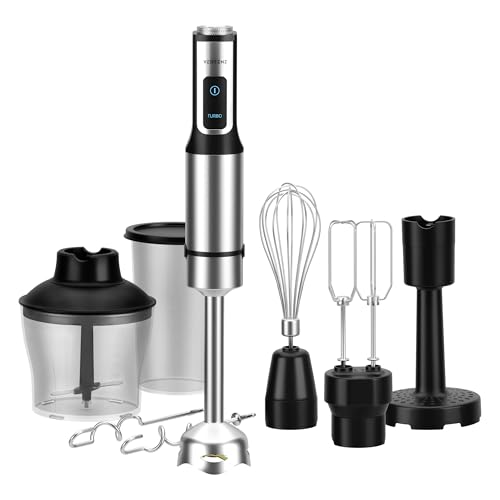 Vertenz Titan 60 Stabmixer Set 8 Funktionen 1500W, Handmixer mit Pürierstab und Multizerkleinerer, Smoothie Maker mit Becher 800ml und Zerkleinerer 600ml, Edelstahlmesser mit Titanbeschichtung