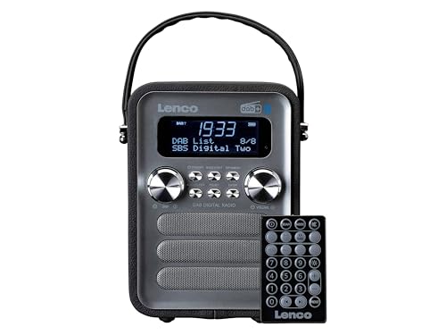 Lenco PDR-051 Tragbares DAB+ Retro Radio - PLL FM Radio mit Bluetooth - Integrierter Akku - 1800mAh - Uhr und Timer - 5 Watt RMS - Fernbedienung - Schwarz