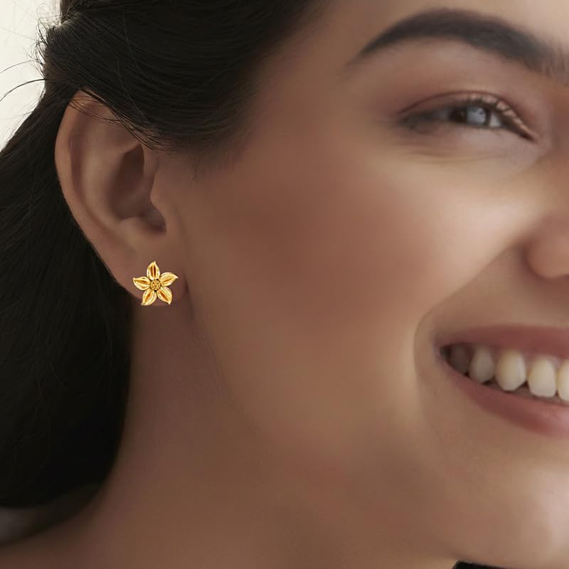 Image of KISNA JEWELS 14KT|18KT BIS Hallmark Pure Gold Stud Earrings For Women with Screw Back clouser