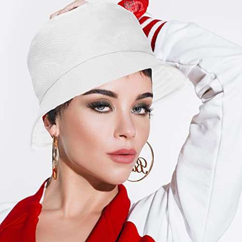 Sibba Bucket Hat Summer Fisherman Sunshade Caps Unisex Packable Hats For Women Men Sun Beach Fishing Cap Holidays Hiking Camping Shopping Outdoor 56-58Cm Plain Colors, White, M #TOP6