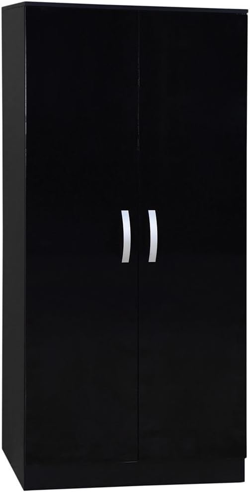 Hulio 2 Door Wardrobe, Black, 47 cm D x 76 cm W x 170 cm H