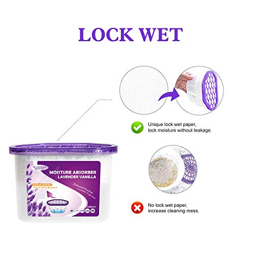 CANAGER 3 Packs Lavender Vanilla,3 Packs Fresh Scent, Moisture Absorber for Closet,Bedroom,Kitchen,Bathroom-6 Packs,12.5oz,Traps Moisture for Fresher,Cleaner Air