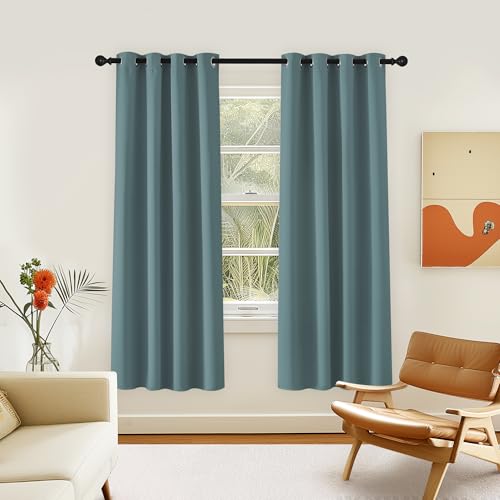 NICETOWN Room Darkening Curtain for Living Room - Energy Saving Thermal Insulated Grommet Room Darkening Curtain/Drape for Bedroom (1 Panel, 46 by 72, Greyish Blue)