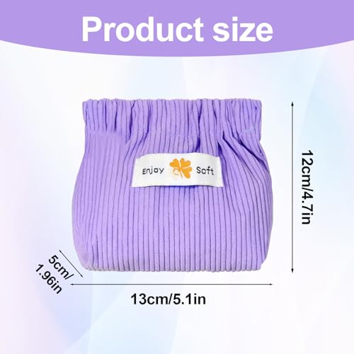 JIEYAO 6Pcs Corduroy Makeup Bags, Elastic Hair Tie Organizer Multicolor Storage Bag Daily Travel Organizer Bag Travel Makeup Pouch Portable Cosmetic Accessories Storage Multipurpose Pouches for Women2