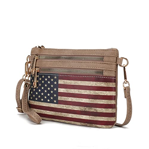 Image of J'OMOR BY MIA Crossbody Bag for Women, American Flag Shoulder Bag, Vegan Leather Wristlet Bag Handbag Purse