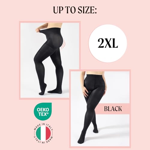 Image of CALZITALY Opaque Shaping Tights | S, M, L, XL, XXL | Black | 100 DEN | Made in Italy