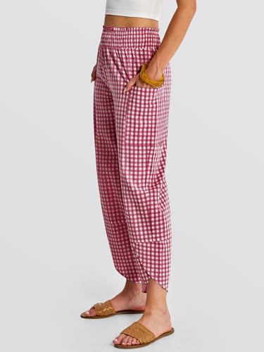 Image of ANRABESS Womens Wide Leg Palazzo Capri Pants 2026 Summer Casual High Waisted Barrel Lounge Flowy Cropped Beach Work Trousers