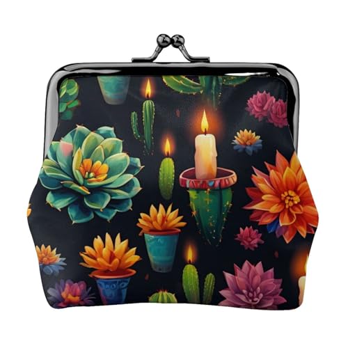 蓮とろうそくのプリント。絶妙な万能なキスロック小銭入れ。コインカード用のかわいい小さなジッパー財布。