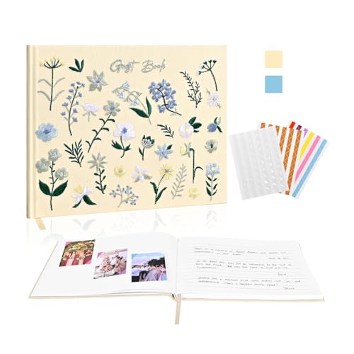 Wedding Guest Book–Elegant Embroidered Guest Book for Wedding Reception, Baby