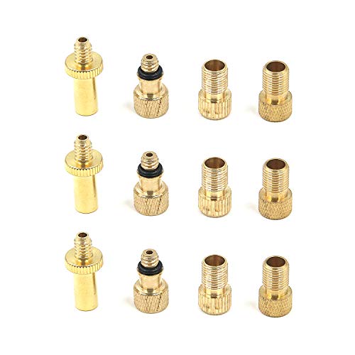 Antrader Bike Valve Adapter Set, 12PCS Premium Brass Presta Valve to Schrader Valve Converter, Ball Pump Needle Nozzle Kit, Inflation Devices and Accessories fit for Ball Pump or Air Compressor