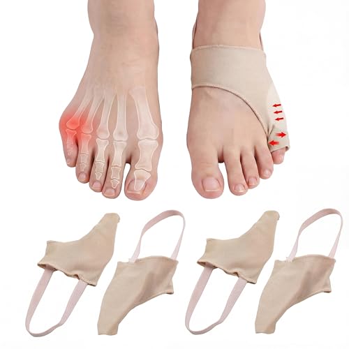 Cuffbow 2 Pair Tailor Bunion Corrector Pads for Pinky Toe Relief Little Toe Separator Bunionette Sleeves Relieve Bunion Pain with Soft Latex Pads and Non-slip Strap for Women Men Overlapping Toes, L