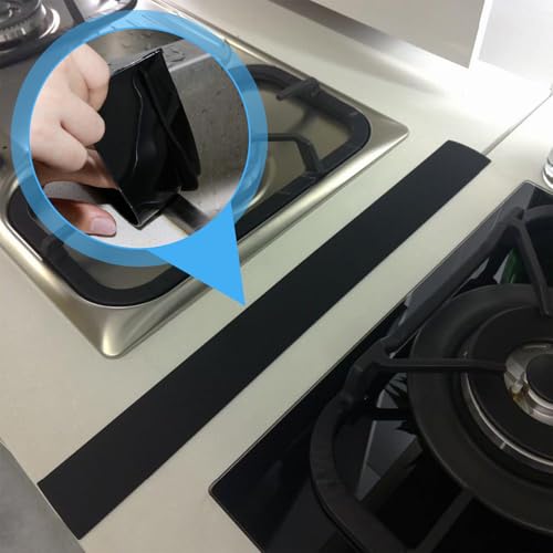 MUYAPAY 3 Stück Silikon Gap Cover für Herd und Theke 63,5cm, Fugenleiste Arbeitsplatte T Profil Spaltfüller, Zuschneidbar Hitzebeständig Flexibel Für Herd-Arbeitsplatten Ofen Waschmaschine (Schwarz)