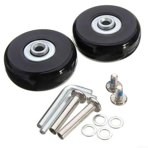 Lot de 2 roues de rechange en caoutchouc pour valises et patins à roulettes avec kit d'installation complet (43 mm x 18 mm)