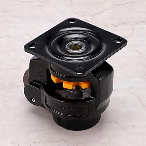 Skelang Leveling Machine Caster Model-80, Large Top Plate Leveling Wheel With Retractable Nbr Pad For Heavy Workbench, Electric Equipment, Vending Machine, Total Loading Capacity 3300 Lbs, Pack Of 4 #TOP4