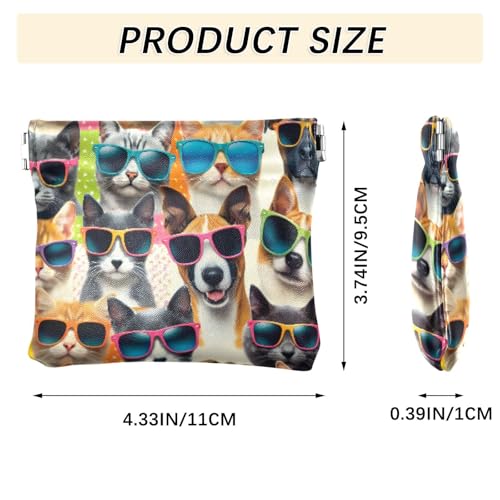 Cool Cats Dogs Coin Purse Leather Pouch Change Purse, Squeeze Coin Pouch for Cards, Keys & Lipsticks, Unisex3