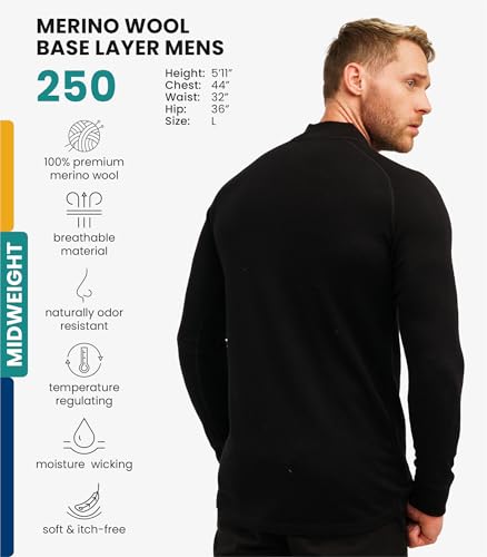 Merino Wool Base Layer Mens - Wool Half Zip Sweater Men - Merino Quarter Zip Sweater Lite, Midweight, Heavyweight and Socks2