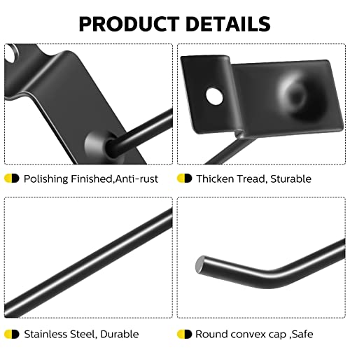 50 Packs Slatwall Hooks 4 Inch 6 Inch Panel Display Hooks Metal Slat Wall Hanging Hooks Black Panel Hooks Slat Wall Display Slatwall Pegs Slatwall Hooks and Hangers for Garage Shop Retail Display