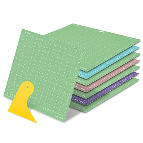Schneidematten für Cricut - Lya Vinyl, 8 Stück, verschiedene Schneidematten, 33x35 cm, Schneidematten für permanentes Vinyl (StandardGrip, StrongGrip, FabricGrip) für Explore Air Serie und Zubehör Cover