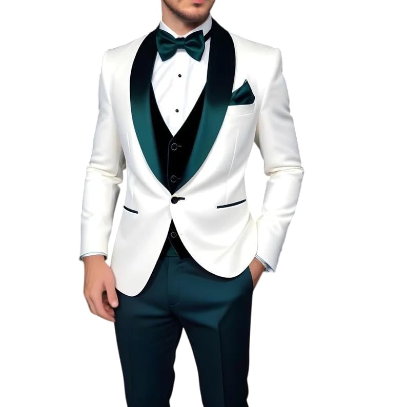 Men Suits Designer 3 Piece Suit Slim Fit Party Wear Bespoke White Formal Fashion Wedding Dinner Suits