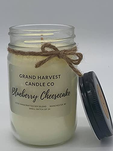 Blueberry Cheesecake Scented Candle | 12 oz Soy Blended Wax | Grand Harvest Candle Co | Handmade in USA