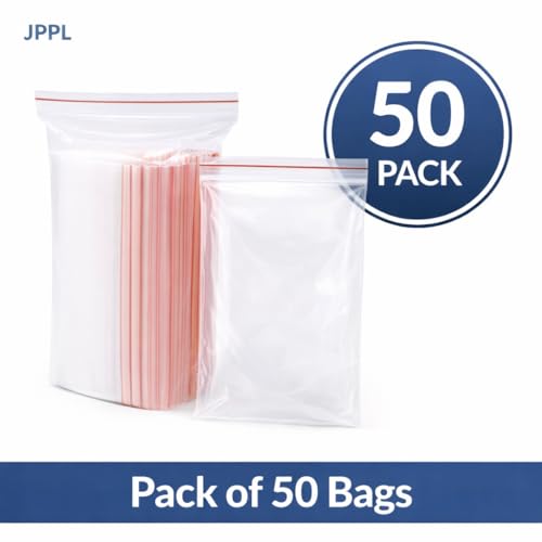 Image of Zip Lock Clear Plastic Storage Bags| Resealable Clear Plastic Bags| Durable and Leak-Proof |Square Pouches with Press Seal Apply To Kitchen Storage and Jewellery Packaging-4 * 5-50Pack