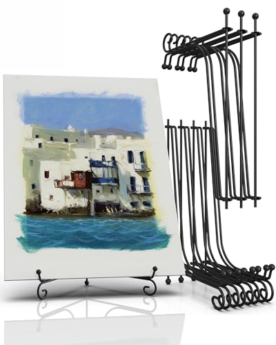 Lzerking Display Stand 8 Packs, 12 Inches Iron Foldable Plate Stand Picture Stand Photo Stand for Display, Black Holder Easel for Decorative Plates, Picture Frames, Books, Artistic Work