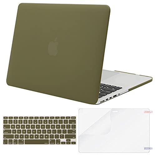 Mosiso Plastic Hard Case with Keyboard Cover with Screen Protector for MacBook Pro Retina 13 Inch, Deep Green
