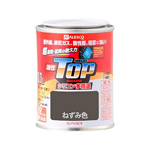 カンペハピオ ペンキ 塗料 油性 つやあり シリコン樹脂 多用途 超速乾 さび止め剤入り トップガード ねずみ色 0.1L 油性塗料 日本製 00017640421001