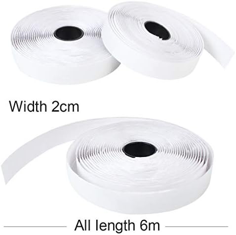 TLXX Adhesive Hook and Loop Tape, 6M Heavy Duty Self-Adhesive Double-Sided Sticky Fastening Tape 2cm Wide (White)