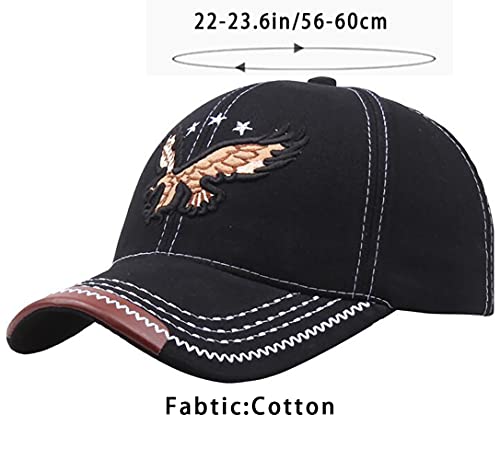 Adjustable Cap Eagle Embroidery Hat Baseball Cap Sunhat Sport Cotton Headdress Chapeau Black #TOP1