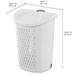 Wheeled Laundry Hamper with Handle for Easy Transport, White Plastic Clothes Hamper Basket with Lid - Image 6