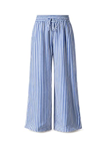 Image of Acelitt Women Drawstring Elastic Waist Wide Leg Pants with Pockets, S-XXL | Elastic waist,loose fit,side pockets,casual,2026 summer trendy,beach vacation outfits