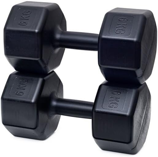 CKSpor Dambıl Seti, 2 x 6 Kg Ağırlık, Plastik Malzeme, Siyah, Spor ve Egzersiz İçin - Görsel 5