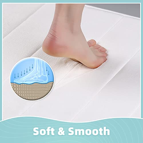 Bsaoutz White Bathroom Rugs, Memory Foam Bath Mat Set, Absorbent Non-Slip, Fast Drying Machine Washable Bathroom Rugs Sets 3 Piece For Bathroom Tub Shower, White #TOP3