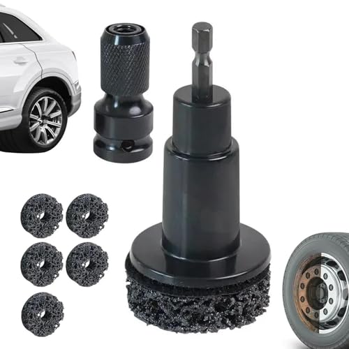 Kit de rejuvenecimiento de bujes de rueda, limpiador de pernos y bujes, herramienta de limpieza de llantas interiores, incluye 5 almohadillas, eliminación rápida de óxido para pernos y rotores, se