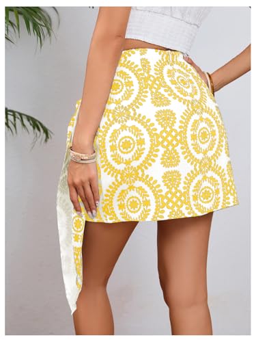 Image of Milumia Women's Summer Boho Wrap Skirt Floral Print High Waisted Knot Side Short Vacation Beach Mini Skirt